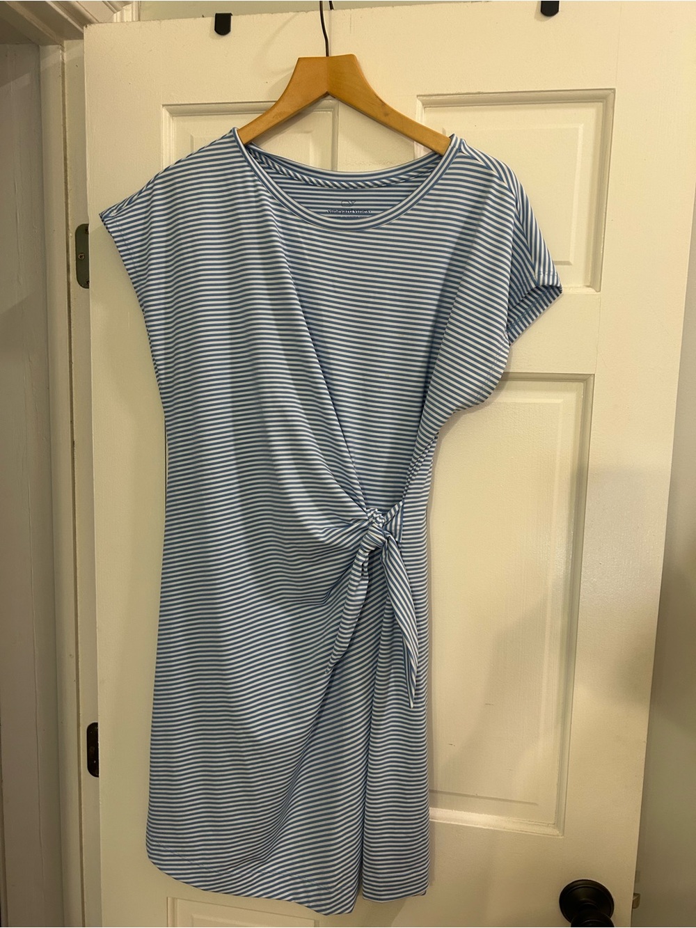 Vineyard Vines Light Blue & White Striped Tie-Front Mini Dress